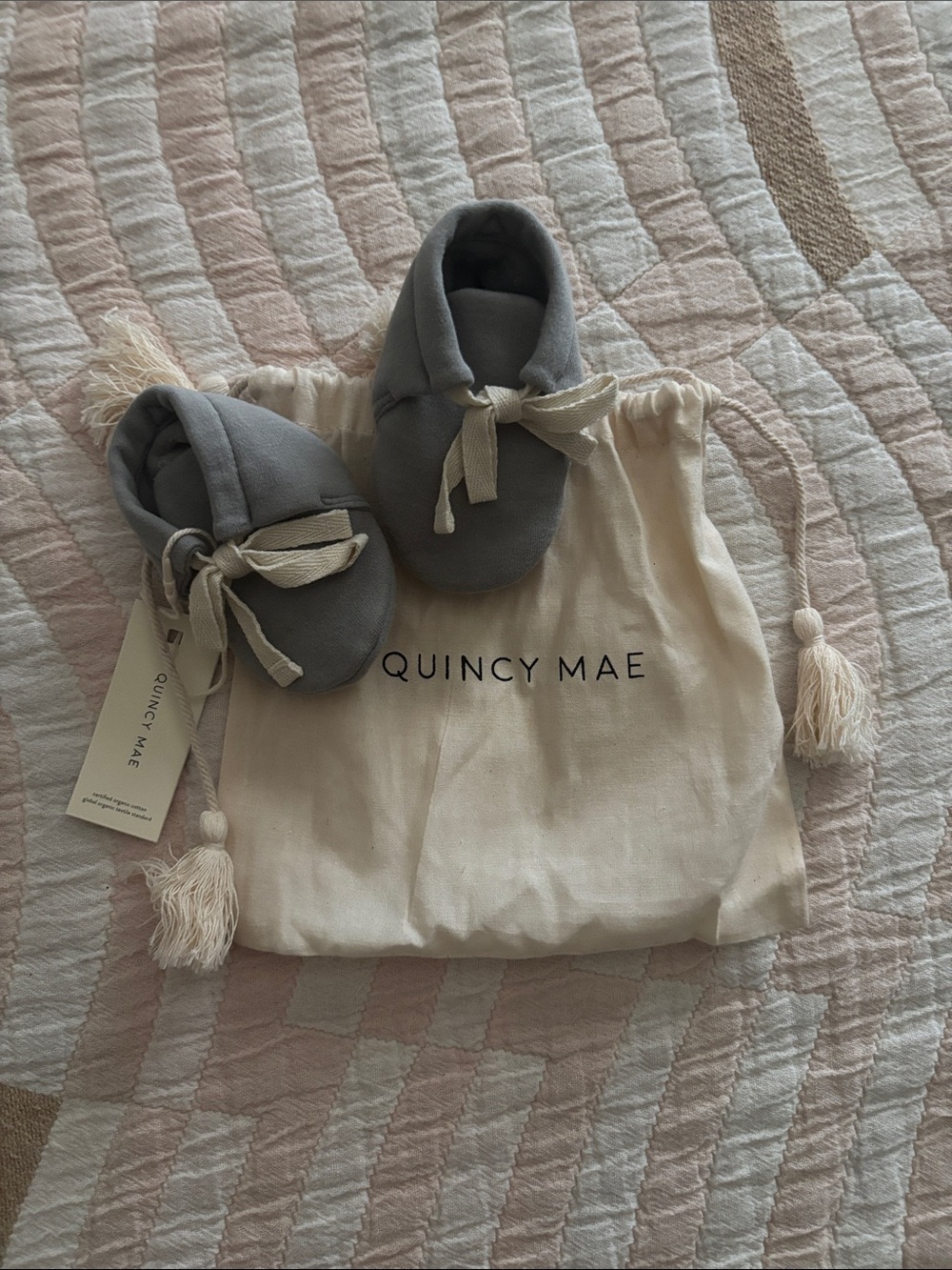 Quincy Mae Dusty Baby Booties with Cream Laces